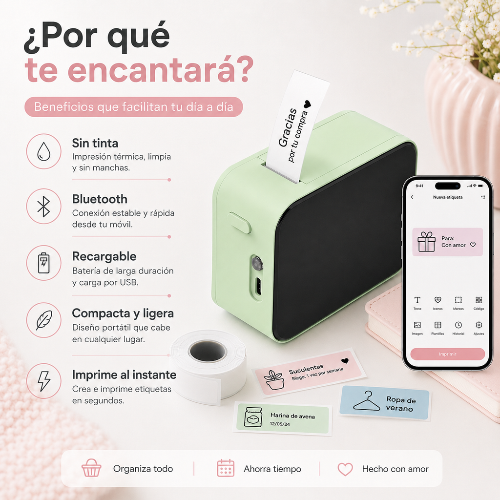 Impresora de Etiquetas Bluetooth Labelly – Sin Tinta
